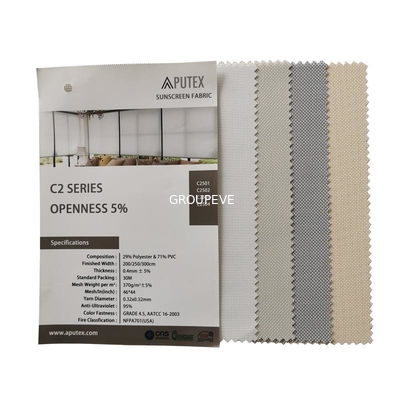 comprar Telas de las persianas de rodillo del poliéster de la franqueza 370g el 30% de los obturadores el 5% de la luz del sol y del PVC del 70% para las cortinas y persianas Fabricación en línea
