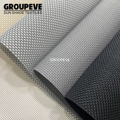 comprar Vea a través de persianas de rodillo al aire libre de la protección solar del poliéster de la tela llana impermeable de la protección solar Fabricación en línea
