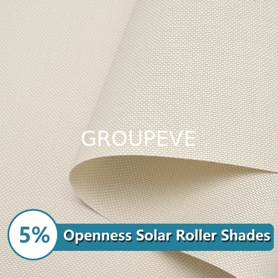 5% de transparencia de PVC revestido de poliéster protector solar de rollo ciego de tela para decoración de ventanas