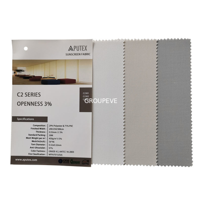 Un buen precio. Blanco Beige Gris 3% Transparencia 30% Poliéster y 70% PVC Tela de persianas para pantallas solares en línea