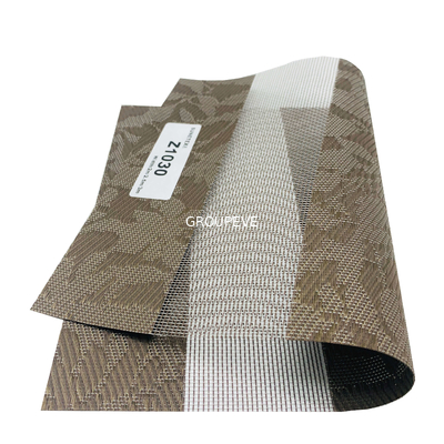 Un buen precio. Protector solar de alta calidad a prueba de fuego 35% poliéster 65% PVC Blinds transparentes de tela Duo Shades en línea